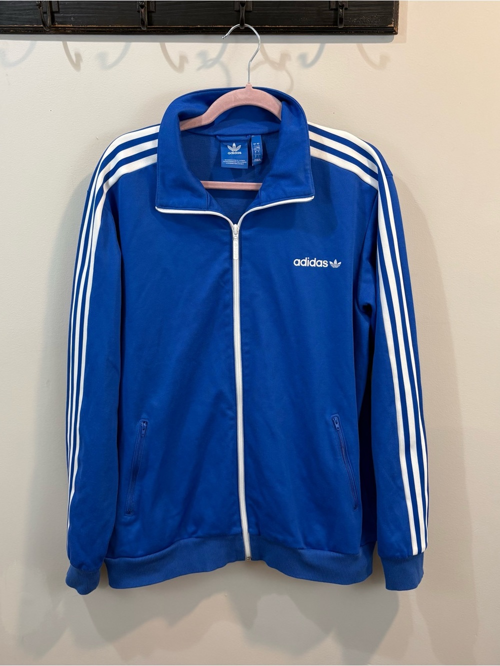 Men’s Adidas 3 Stripes Blue Track Jacket Size Large